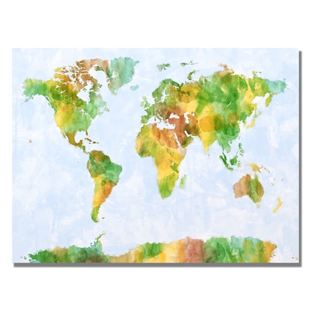 Michael Tompsett 'Watercolor World Map III' Canvas Art,30x47
